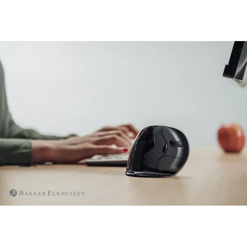 BakkerElkhuizen Evoluent D Medium Wireless, dešinei rankai, vertikalus dizainas, lazeris, RF belaidis, 3200 DPI, juoda