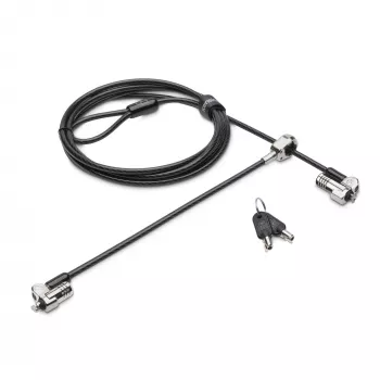 Kensington NanoSaver Keyed Dual Head Laptop Lock, 1,8 m, Kensington, raktas, anglinis plienas, juoda, nerūdijantis plienas