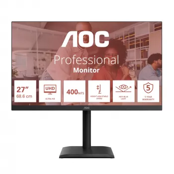 AOC E4 U27E4CV kompiuterio monitorius 68,6 cm (27 colių) 3840 x 2160 pikselių 4K Ultra HD LED juodas