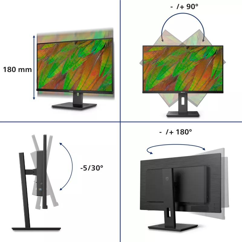 Philips 3000 serijos 32B1U3900/00 kompiuterio monitorius 80 cm (31,5 colio) 3840 x 2160 pikselių 4K Ultra HD LCD juodas