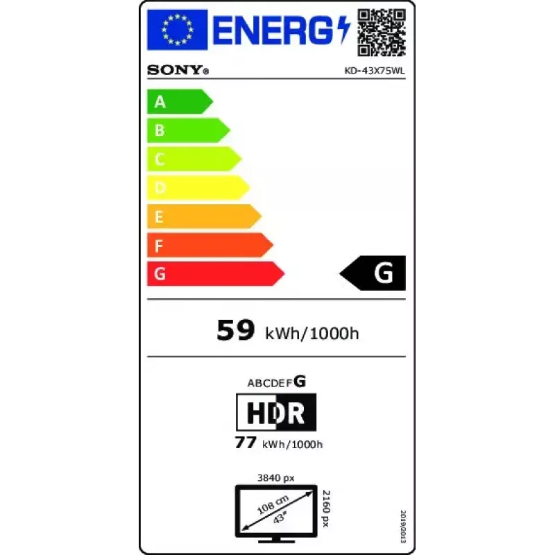 Sony BRAVIA | KD-43X75WL | LED | 4K HDR | Google TV | ECO PACK | BRAVIA CORE | Siauras rėmelio dizainas