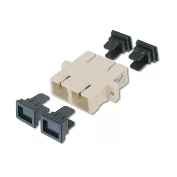 DIGITUS SC / SC dvipusis adapteris, spalva pilka, cirkonio keramikos įvorė, plastikinis korpusas, daugiamodė, su tvirtinimo medžiaga