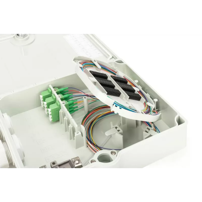 DIGITUS FTTH skirstomoji dėžutė – vienmodis LC-APC iš anksto sumontuoti atšakotuvai ir sujungimo laidai