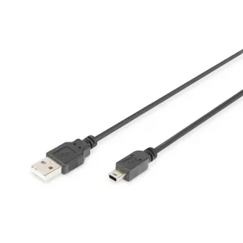 DIGITUS USB 2.0 jungiamasis kabelis, A tipo - mini B (5 kontaktų) kištukas/kištukas, 1 m juodas