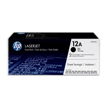 HP 12A 2 vnt. pakuotė Originalių juodų LaserJet dažų kasečių, 4000 puslapių, juoda, 2 vnt.