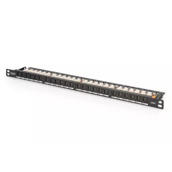 DIGITUS Patch panel CAT6 Neekranuotas 24 prievadų Su užsklanda - Juoda