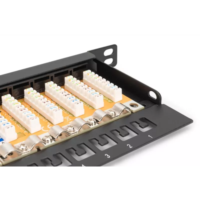 DIGITUS Patch panel CAT6 Neekranuotas 24 prievadų Su užsklanda - Juoda