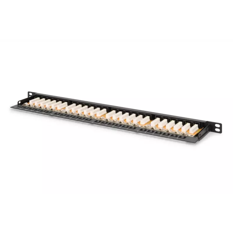 DIGITUS Patch panel CAT6 Neekranuotas 24 prievadų Su užsklanda - Juoda