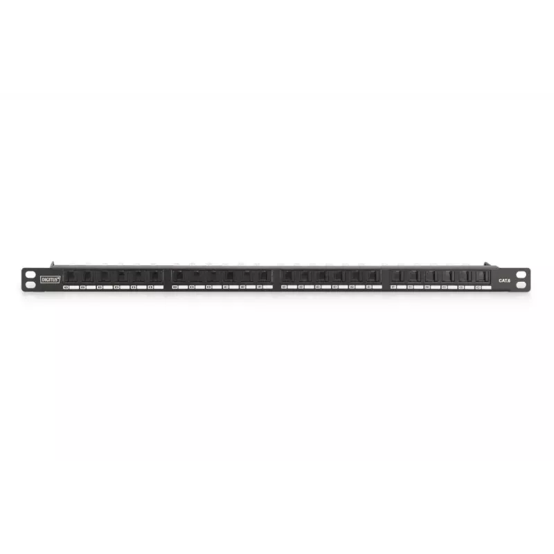 DIGITUS Patch panel CAT6 Neekranuotas 24 prievadų Su užsklanda - Juoda