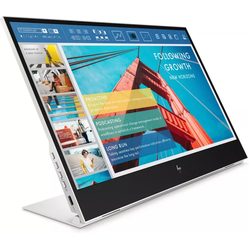HP E-Series E14 G4 nešiojamas monitorius, 35,6 cm (14 colių), 1920 x 1080 pikselių, Full HD, LCD, 5 ms, sidabrinis
