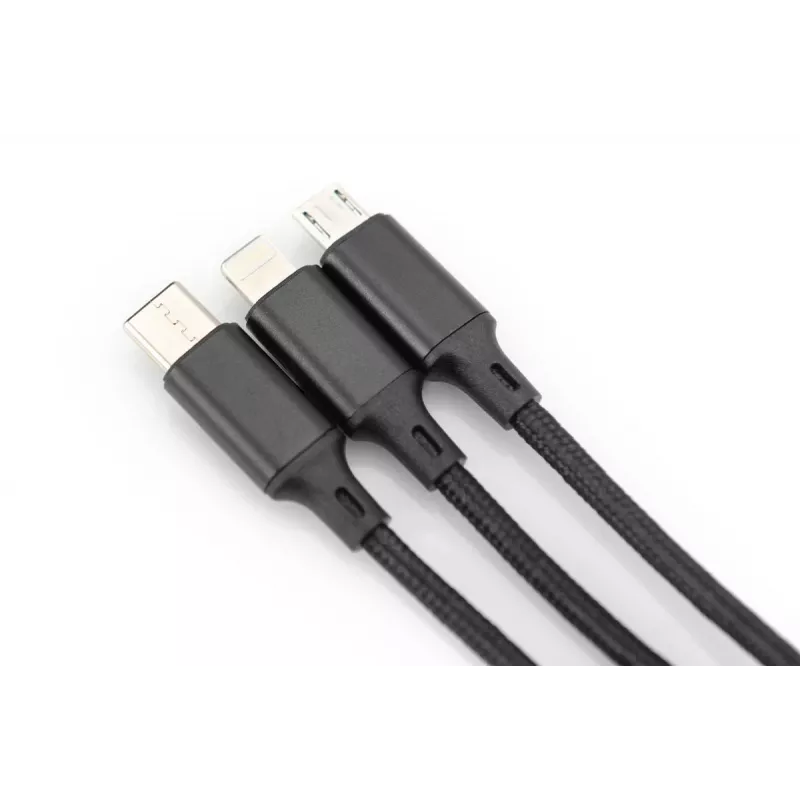 DIGITUS 3-in-1 įkrovimo laidas USB A-Lightning + micro B + Type-C 1m