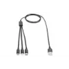 DIGITUS 3-in-1 įkrovimo laidas USB A-Lightning + micro B + Type-C 1m