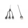 DIGITUS 3-in-1 įkrovimo laidas USB A-Lightning + micro B + Type-C 1m