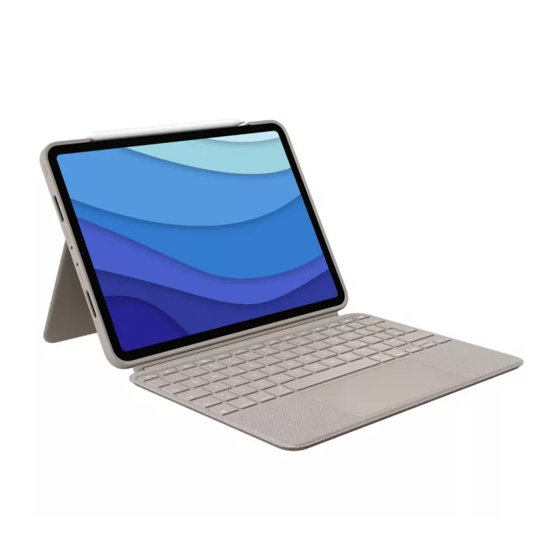 LOGITECH Combo Touch - Smėlio spalvos dėklas iPad Pro 11 inch (1, 2, 3 kartos) - Vokiška - Qwertz