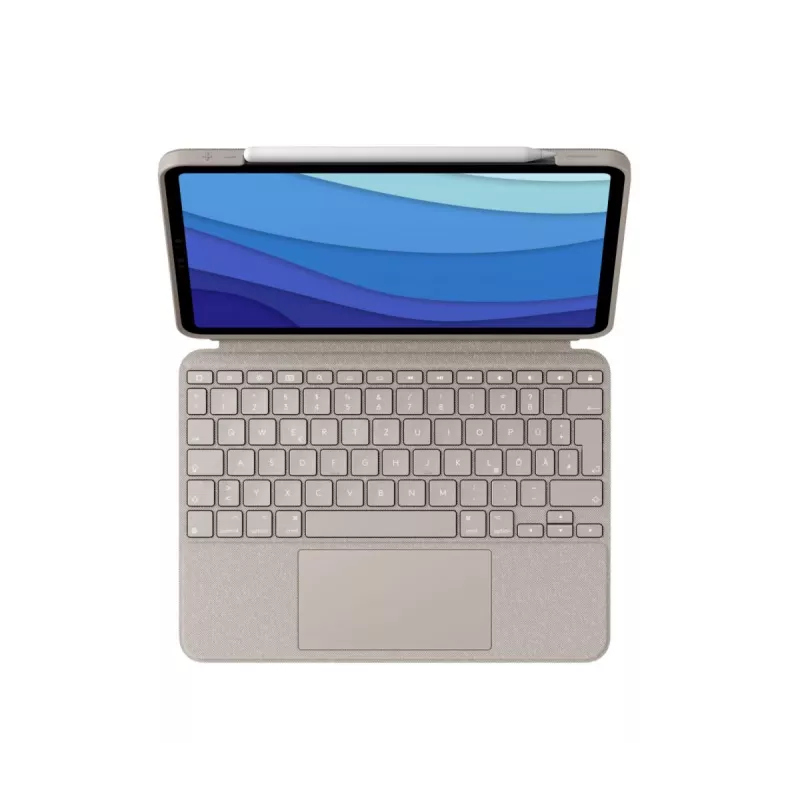 LOGITECH Combo Touch - Smėlio spalvos dėklas iPad Pro 11 inch (1, 2, 3 kartos) - Vokiška - Qwertz