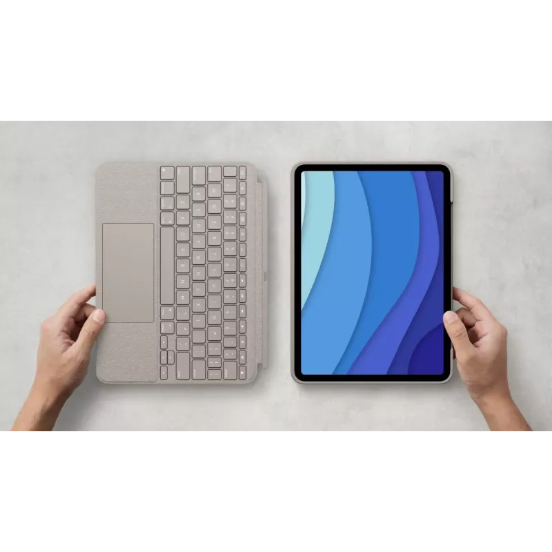 LOGITECH Combo Touch - Smėlio spalvos dėklas iPad Pro 11 inch (1, 2, 3 kartos) - Vokiška - Qwertz