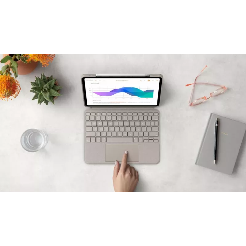 LOGITECH Combo Touch - Smėlio spalvos dėklas iPad Pro 11 inch (1, 2, 3 kartos) - Vokiška - Qwertz