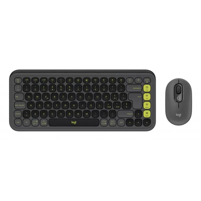 LOGITECH belaidis rinkinys - Pop Icon - Grafito ir žalia spalva Qwerty Itališka