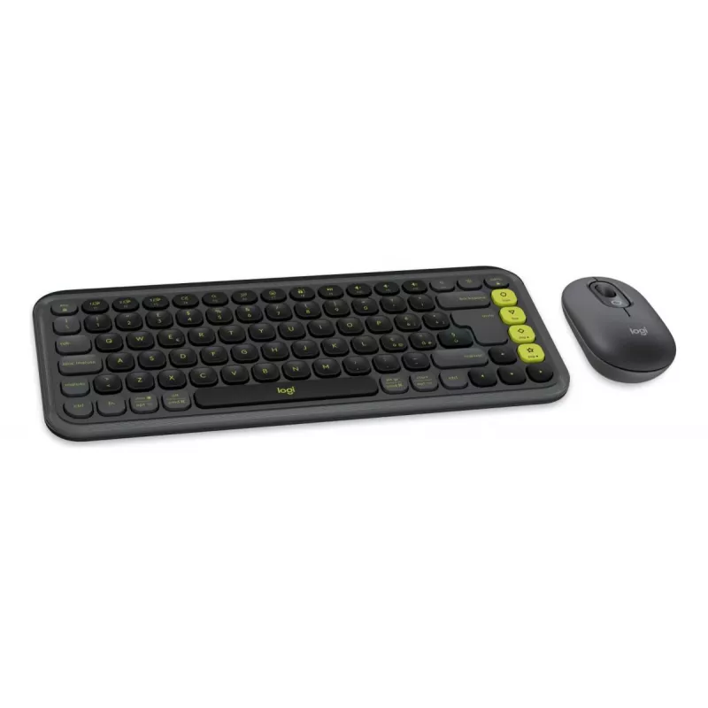 LOGITECH belaidis rinkinys - Pop Icon - Grafito ir žalia spalva Qwerty Itališka