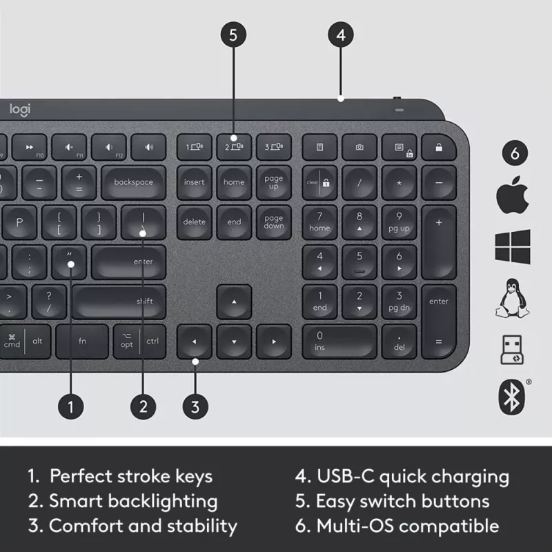LOGITECH MX Keys Combo For Business Gen 2 - Grafitas - Qwerty Esp