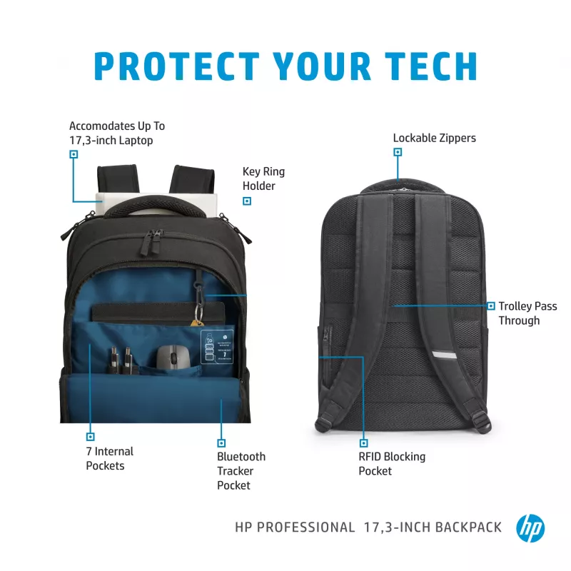 HP Professional 17,3 colio kuprinė, Kuprinė, 740 g