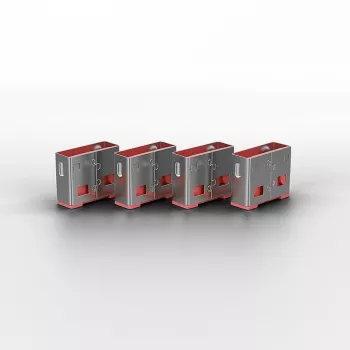 Lindy USB prievado blokatorius (be rakto) - pakuotėje 10 vnt., Rožinė, Prievado blokatorius, USB Type-A, Rožinė, Akrilnitrilo butadieno stirenas (ABS), 10 vnt., Polietileninis maišelis