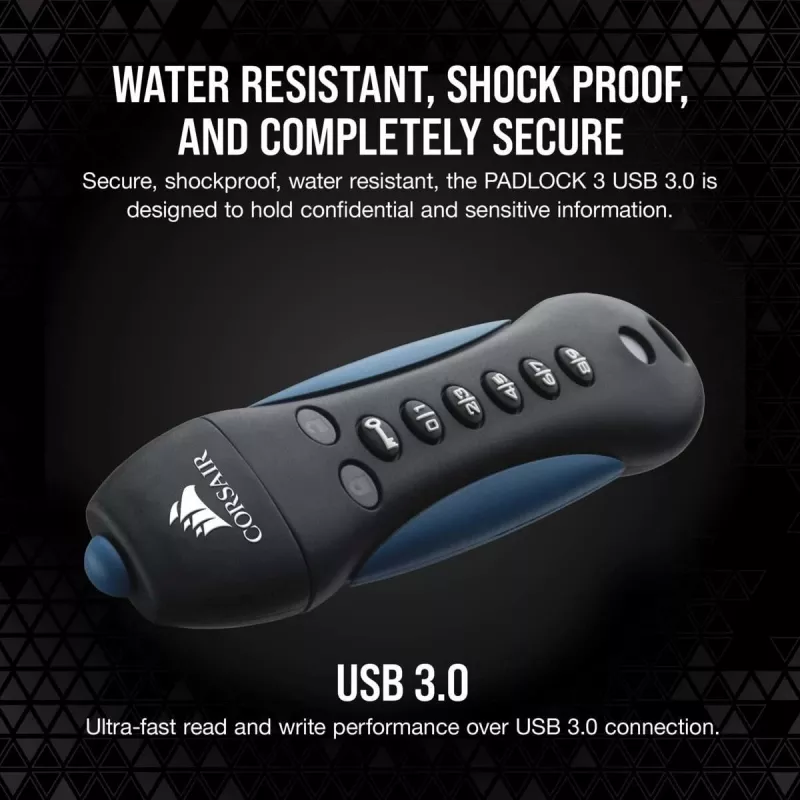 CORSAIR Flash Padlock 3 Secure - 256 GB - USB atmintukas - USB 3.0