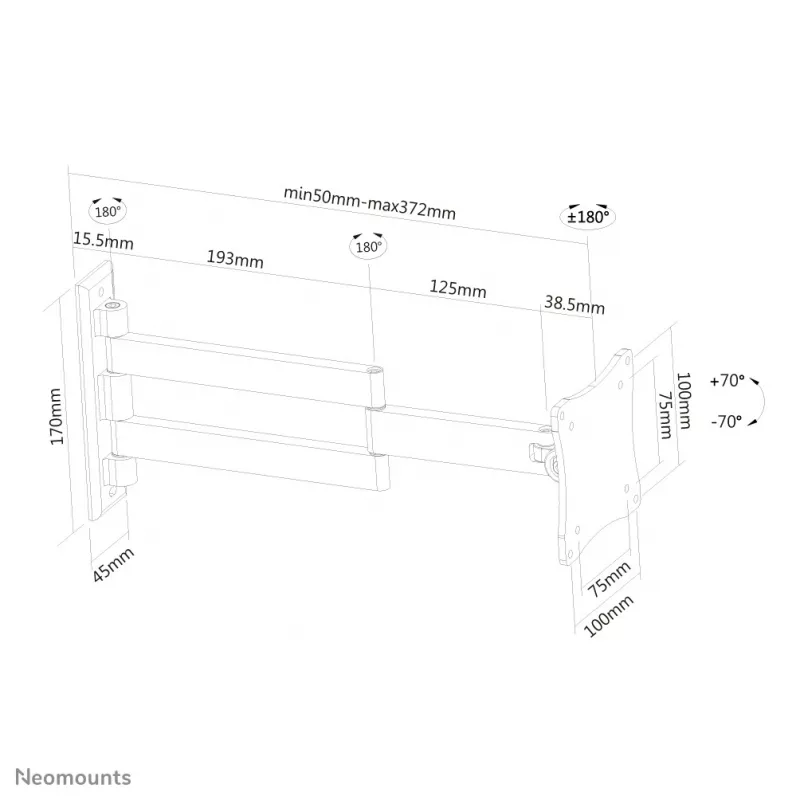 Neomounts FPMA-W830BLACK Monitor/TV laikiklis sieninis 10-27 colių - pilnas judesys