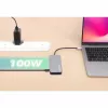 Manhattan USB-C dokstotis / šakotuvas su kortelių skaitytuvu, prievadai (x6): Ethernet, HDMI, USB-A (x3) ir USB-C, su maitinimo tiekimu (100 W) į USB-C prievadą (pastaba: reikalingas papildomas USB-C sieninis įkroviklis ir USB-C laidas), universalus visiems įrenginiams, laidas 15 cm, aliuminis, sidabrinis