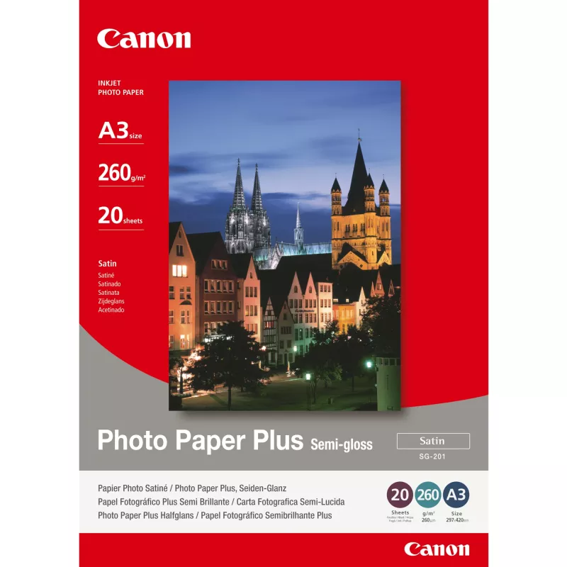 Canon SG-201 pusiau blizgus nuotraukų popierius Plus A3 - 20 lapų, 260 g/m², A3 (297 x 420 mm)