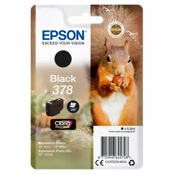 Epson Squirrel Singlepack Black 378 Claria Photo HD rašalas, standartinės išeigos, juodas, pigmentinis rašalas, 5,5 ml, 1 vnt., 240 puslapių
