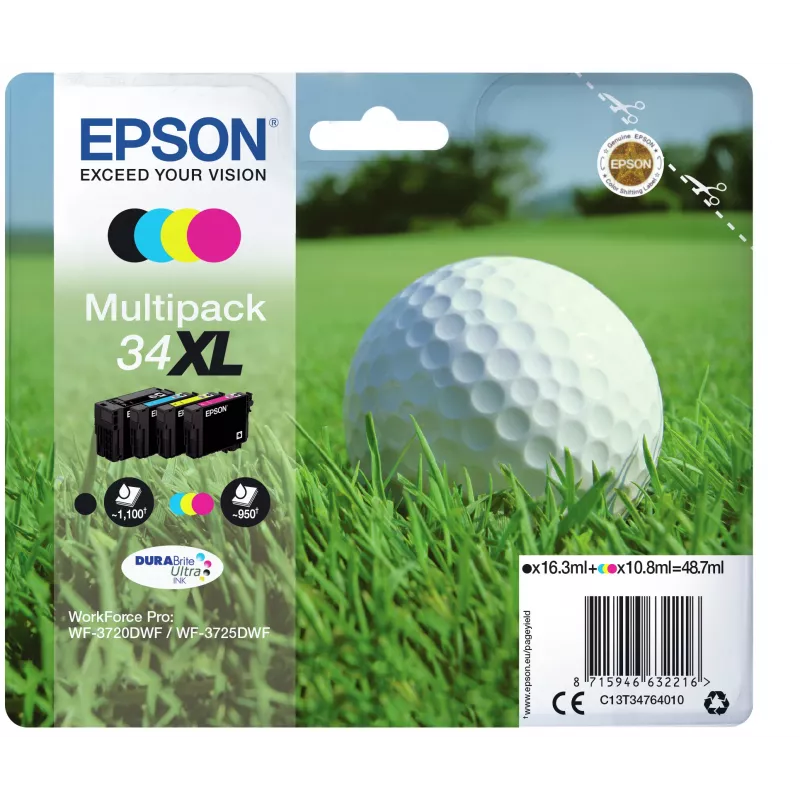 Epson Golf ball Multipack 4 spalvų 34XL DURABrite Ultra rašalas