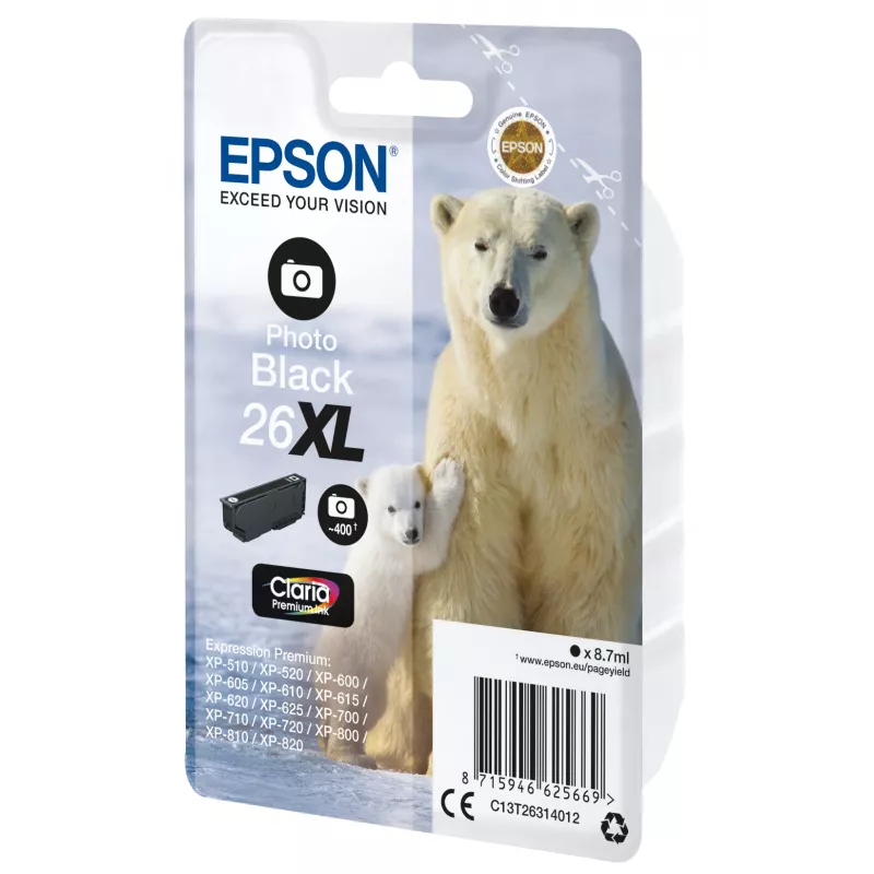 Epson Polar bear Singlepack Photo Juoda 26XL Claria Premium Ink