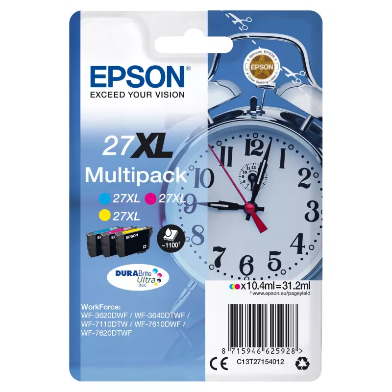 Epson Alarm clock Multipack 3-spalvų 27XL DURABrite Ultra rašalas
