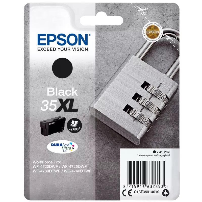 Kasetė Epson Padlock Singlepack Juoda 35XL DURABrite Ultra Rašalas