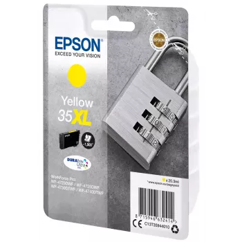 Epson Padlock vienos pakuotės geltona 35XL DURABrite Ultra rašalo kasetė