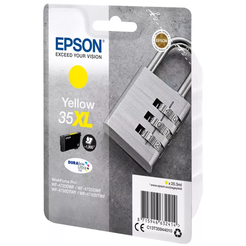 Epson Padlock vienos pakuotės geltona 35XL DURABrite Ultra rašalo kasetė