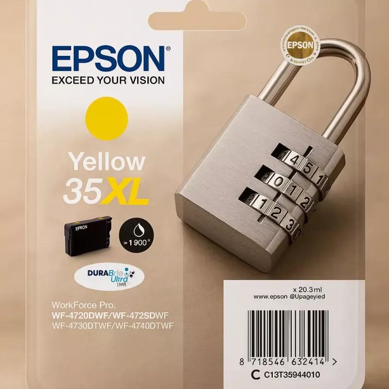 Epson Padlock vienos pakuotės geltona 35XL DURABrite Ultra rašalo kasetė