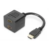 DIGITUS HDMI Y formos skirstytuvas, A tipo - 2 x A tipo kištukas/lizdas, 20 cm, pasyvus, Full HD, auksinis juodas