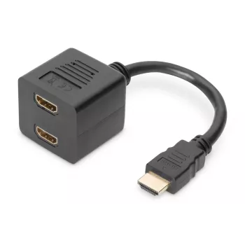 DIGITUS HDMI Y formos skirstytuvas, A tipo - 2 x A tipo kištukas/lizdas, 20 cm, pasyvus, Full HD, auksinis juodas