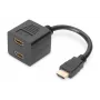 DIGITUS HDMI Y formos skirstytuvas, A tipo - 2 x A tipo kištukas/lizdas, 20 cm, pasyvus, Full HD, auksinis juodas