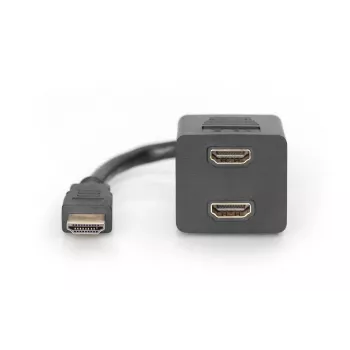 DIGITUS HDMI Y formos skirstytuvas, A tipo - 2 x A tipo kištukas/lizdas, 20 cm, pasyvus, Full HD, auksinis juodas
