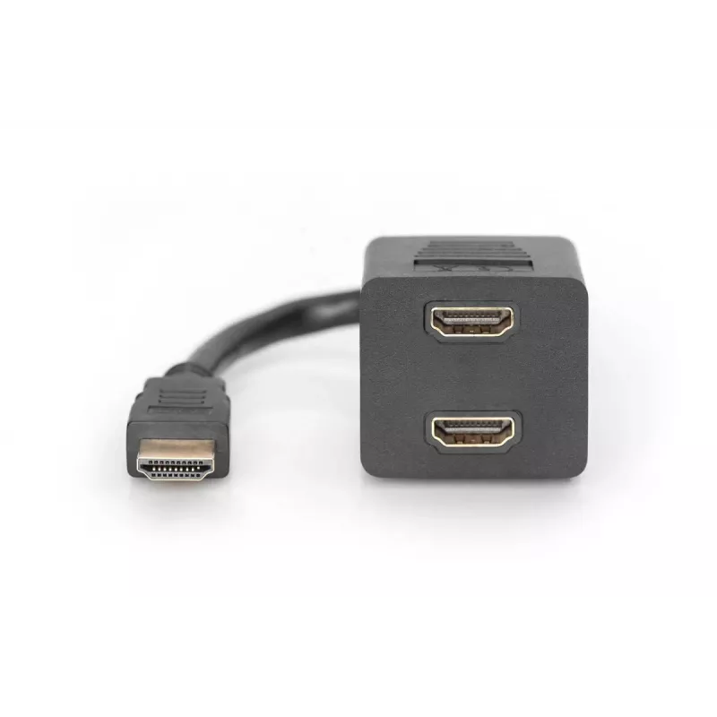 DIGITUS HDMI Y formos skirstytuvas, A tipo - 2 x A tipo kištukas/lizdas, 20 cm, pasyvus, Full HD, auksinis juodas