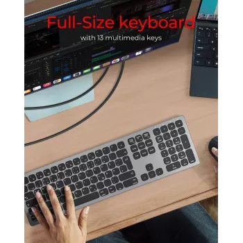 KeySonic KSK-8023BTRF (DE) klaviatūra Universal Bluetooth QWERTZ vokiška Antracito, juoda