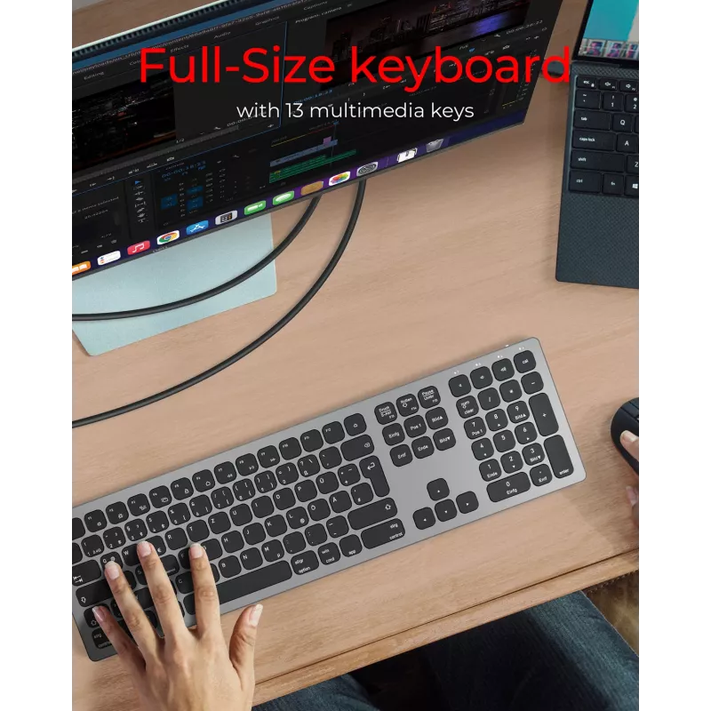 KeySonic KSK-8023BTRF (DE) klaviatūra Universal Bluetooth QWERTZ vokiška Antracito, juoda