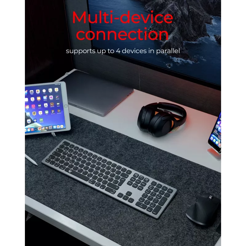 KeySonic KSK-8023BTRF (DE) klaviatūra Universal Bluetooth QWERTZ vokiška Antracito, juoda