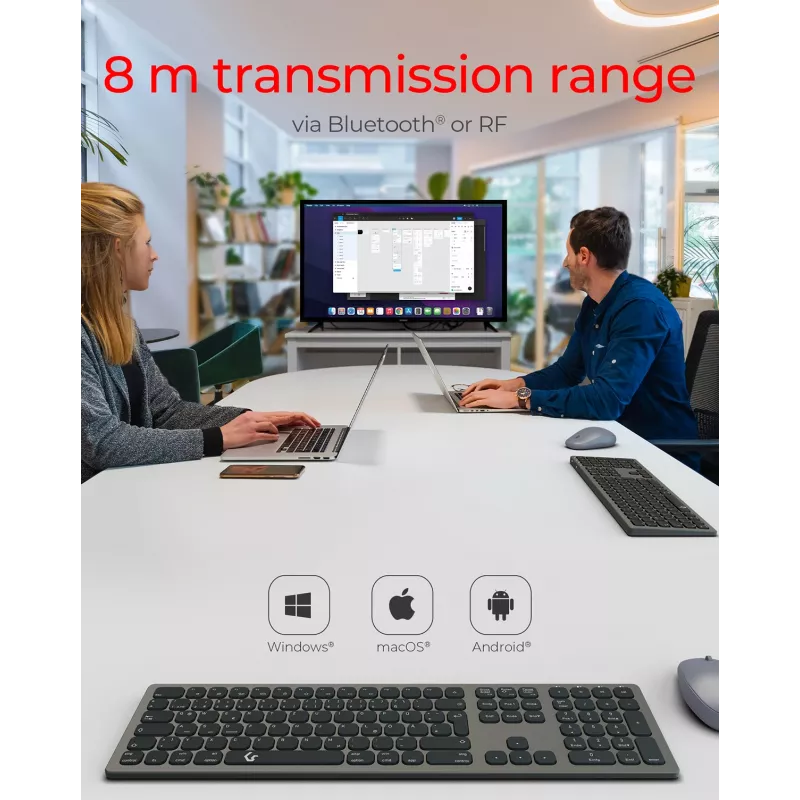 KeySonic KSK-8023BTRF (DE) klaviatūra Universal Bluetooth QWERTZ vokiška Antracito, juoda