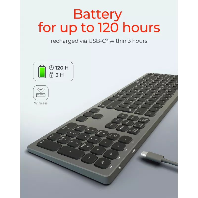 KeySonic KSK-8023BTRF (DE) klaviatūra Universal Bluetooth QWERTZ vokiška Antracito, juoda