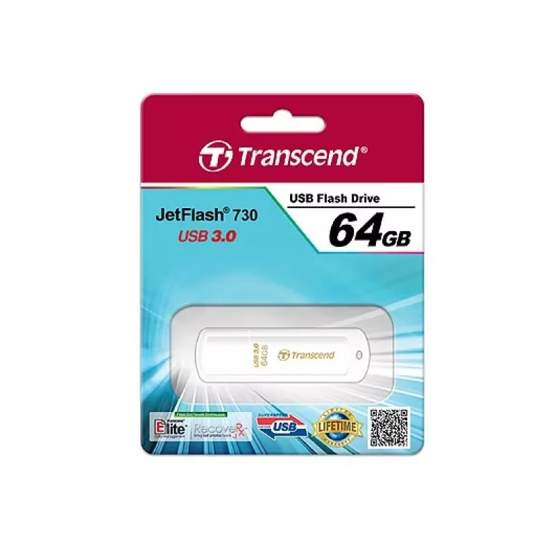TRANSCEND Jetflash 730 - 64GB USB atmintinė - USB 3.0 - Balta