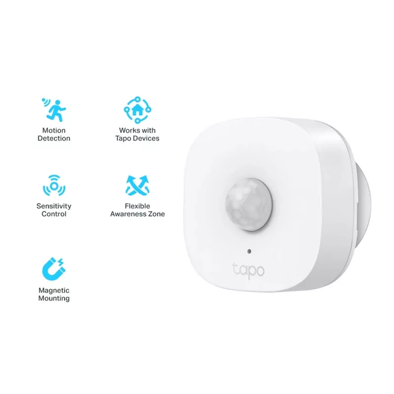 TP-Link Tapo išmanusis judesio jutiklis, montuojamas ant lubų/sienos, patalpų, baltas, 120°, belaidis, 7 m